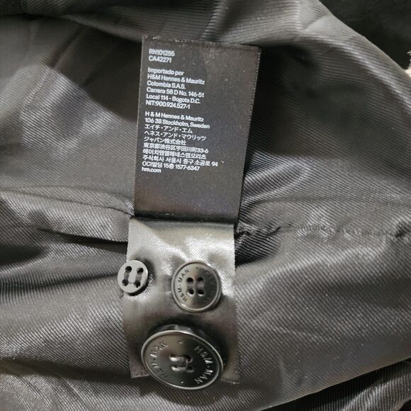 Mens H&M Peacoat Adult Size 38R Black Button Down Jacket Outdoor Formal - Picture 6 of 9